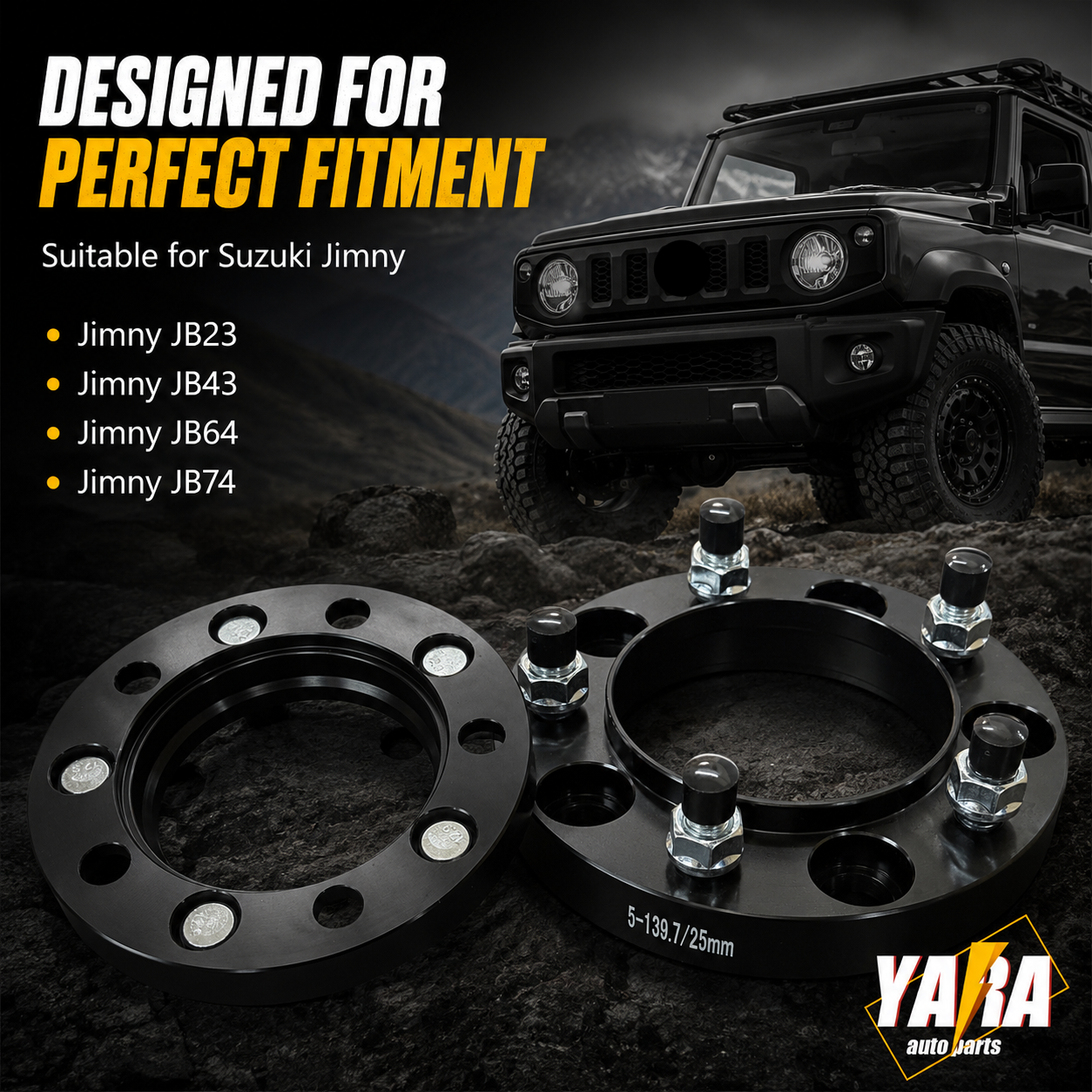 25mm Hubcentric Wheel Spacers 5x139.7 108CB M12x1.25 2PCS For Jimny