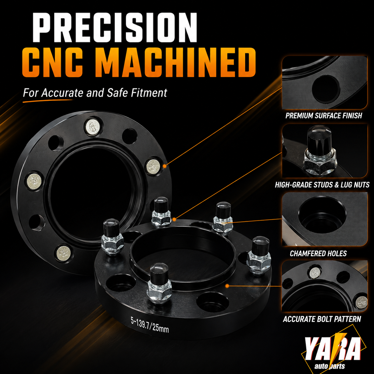 25mm Hubcentric Wheel Spacers 5x139.7 108CB M12x1.25 2PCS For Jimny