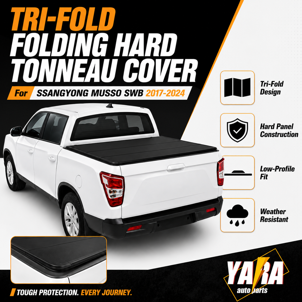 Aluminium Tri-Fold Folding Hard Tonneau Cover Suits SsangYong Musso SWB 2017–2024