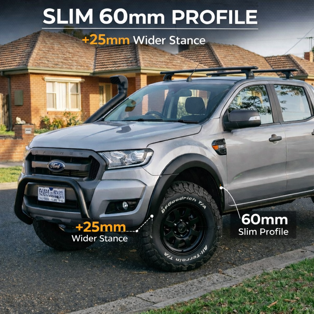 Slim Style Matte Black Fender Flares for Ford Ranger PX2 2012–2018 | 6PCS Guard Arch Kit