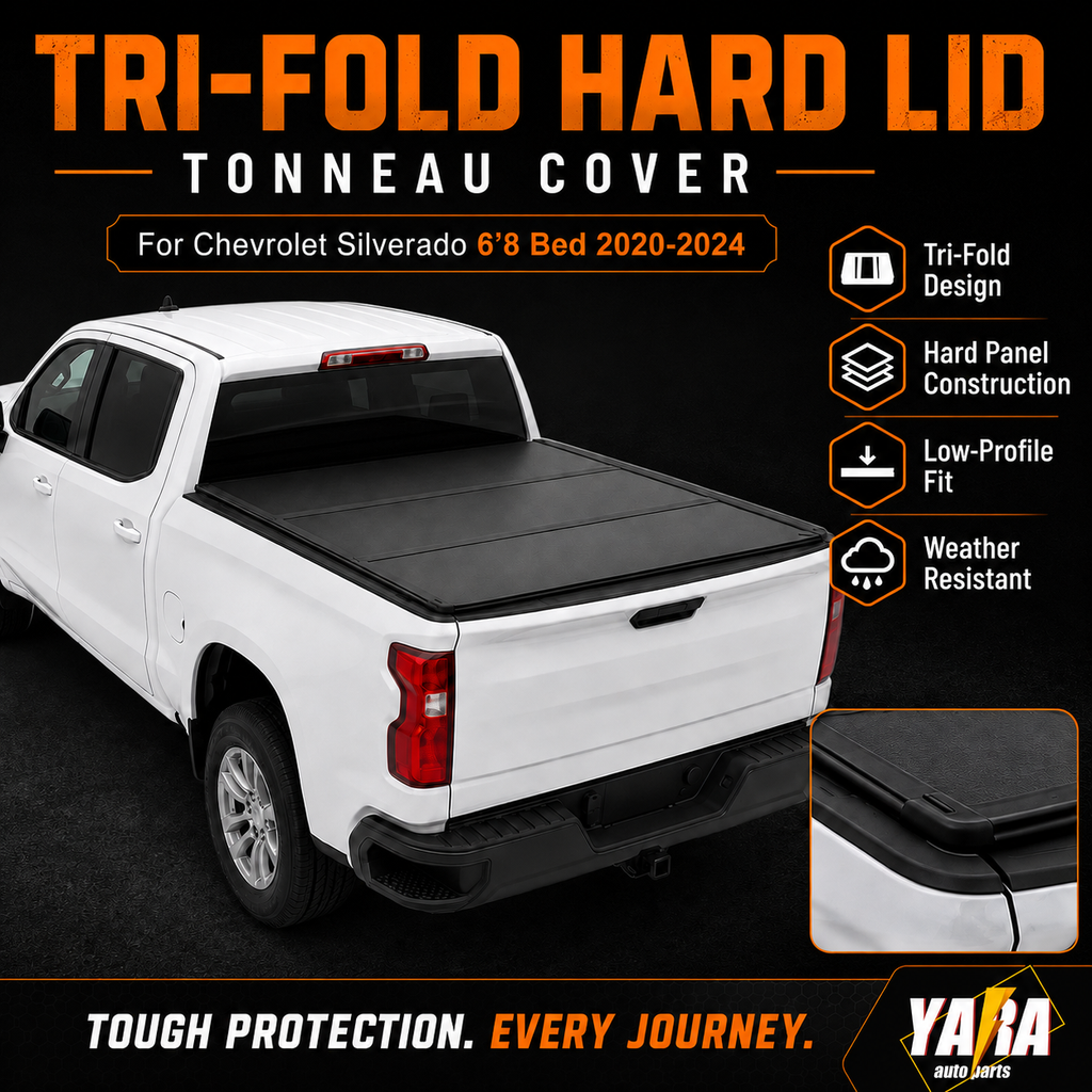 Premium Aluminium Tri-Fold Hard Lid Tonneau Cover for Chevrolet Silverado 6'8" Bed 2020–2024