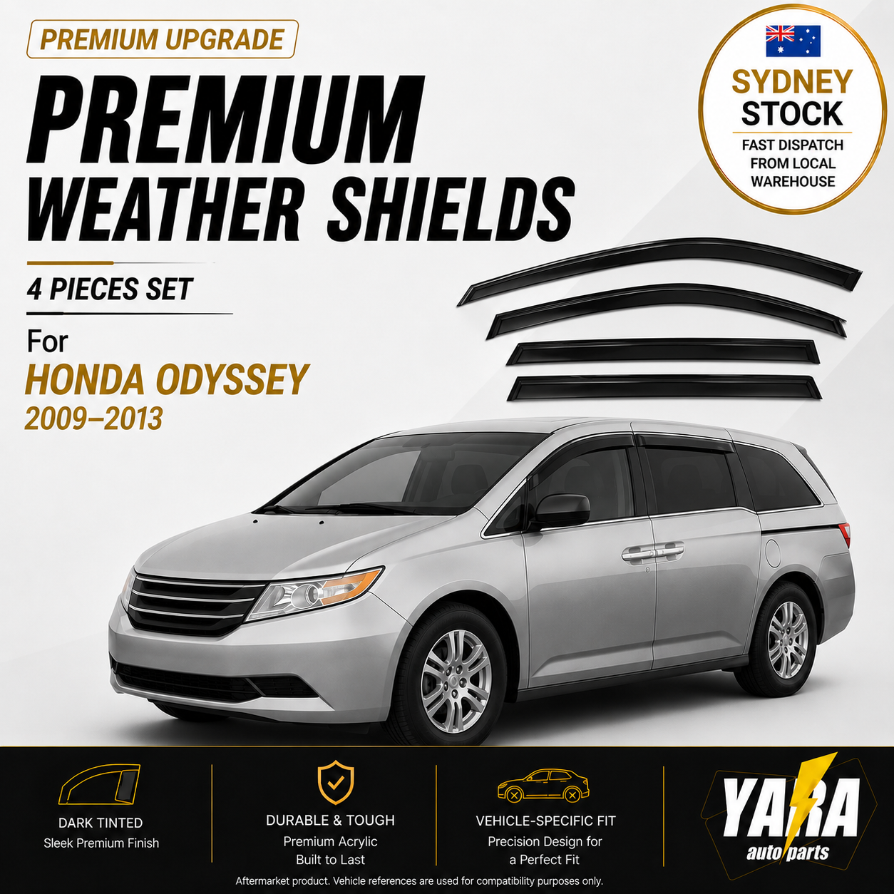 OEM style Weather Shields  Window Visors for HONDA Odyssey 2009-2013 tinted