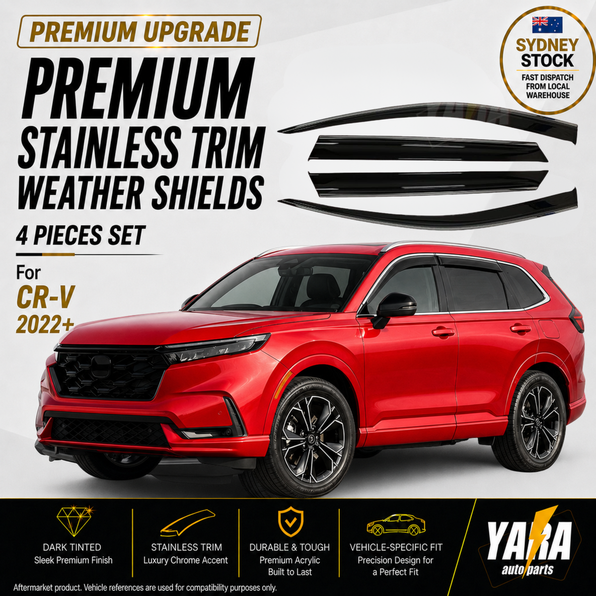 Stainless Trim Weather Shields for Honda CRV 2022+ | 4PCS Injection Visors