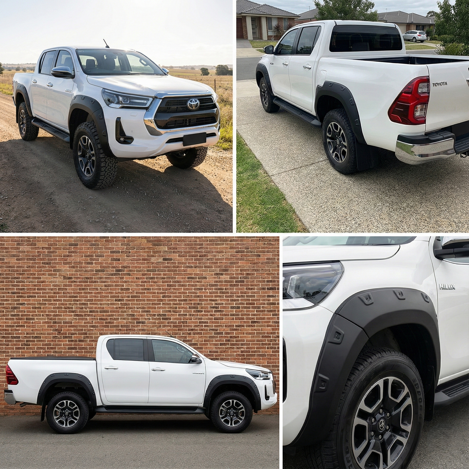 Pocket Style Fender Flares for Toyota Hilux 2020+ | Matte Black Guard Arch Trim (6PCS)