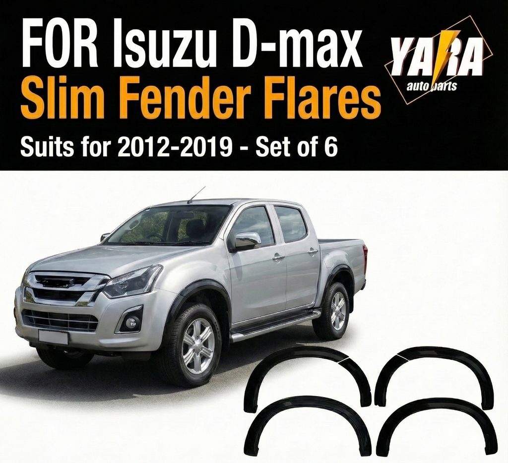 Slim Fender Flares WheelArch Matte Black for Isuzu D-Max 2012–2019 Dual Cab 6pcs