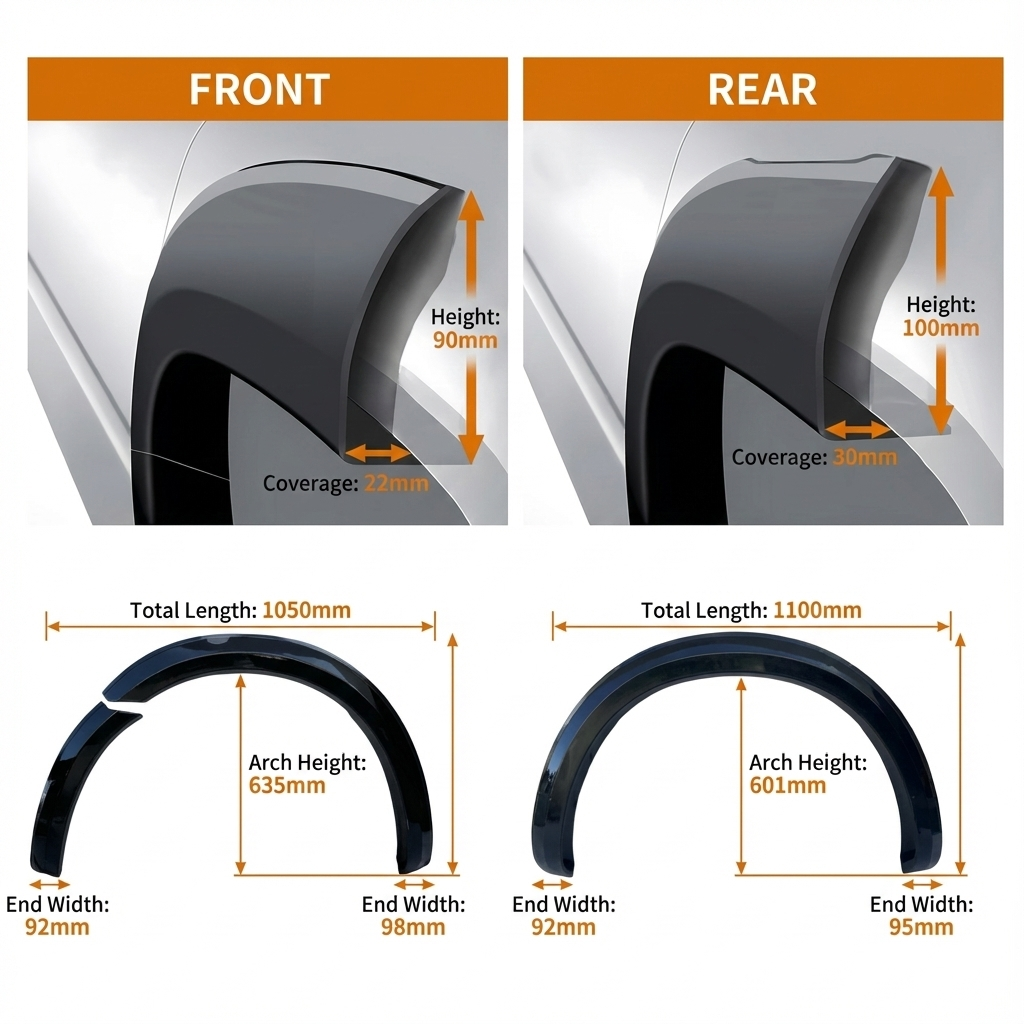 Slim Fender Flares for Isuzu D-MAX 2021-2023 | Wheel Arch Guard Cover Trim Set