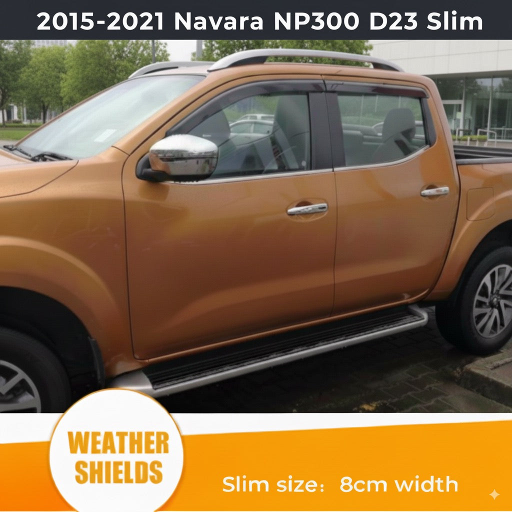 Suitable for 2015-2021 Navara NP300 D23 Slim Weather Shields Weathershields 4pcs
