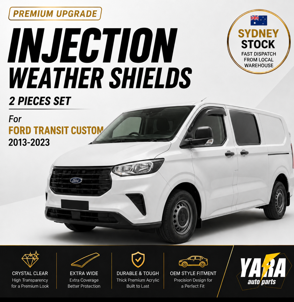 Injection Weather Shields Window Visors for Ford Transit Custom 2013-2023