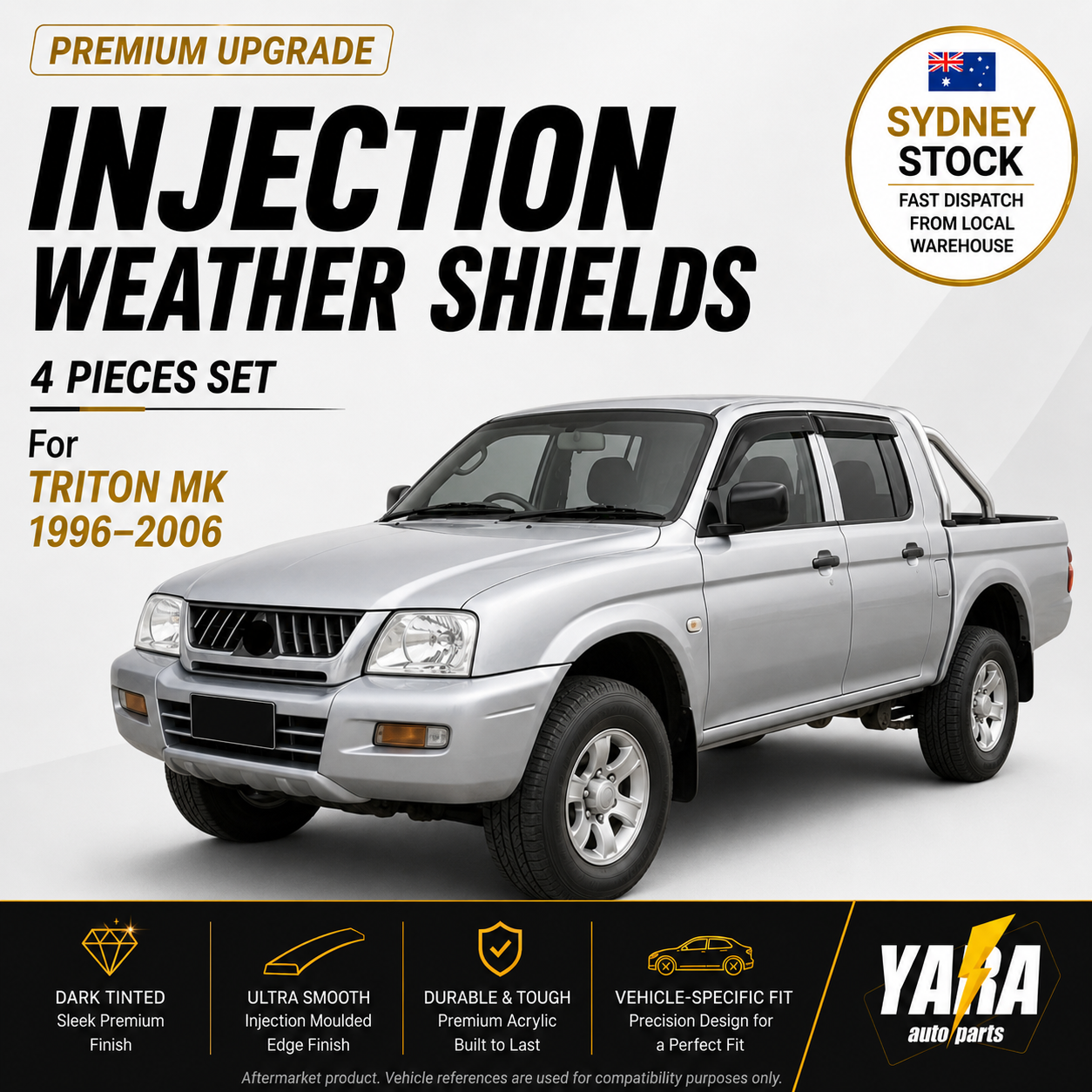 Wide Injection Weather Shields For Mitsubishi Triton MK 1996–2006 4PCS
