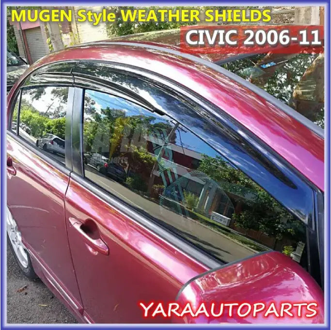 MUGEN Style Weather shields Window visors HONDA CIVIC SEDAN 8TH GEN 2006-2011
