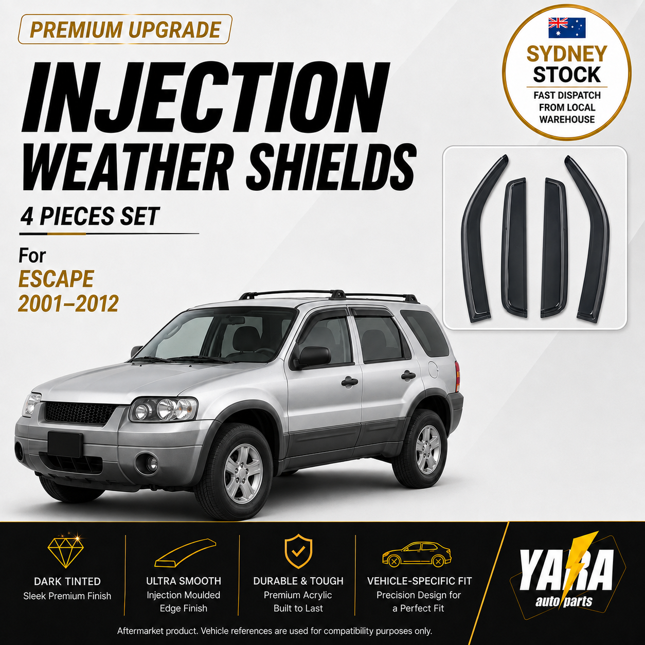 Weather shields Weathershields Window Visors for Ford Escape 2001-2012 tinted