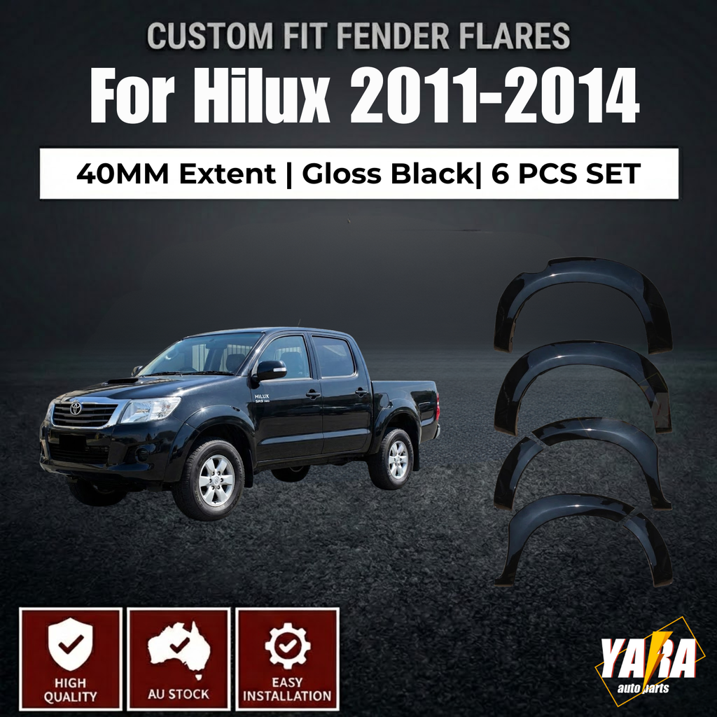 Gloss Black 6” Fender Flares Wheel Arch Kit Suits Toyota Hilux SR SR5 2011–2015 (facelift) (6PCS)