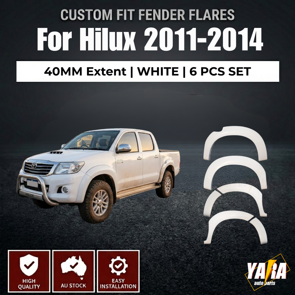 Gloss White Fender Flares for Toyota Hilux SR5/SR Dual Cab 2011–2014 (facelift)| 6-Inch Wheel Arch Kit (6PCS)