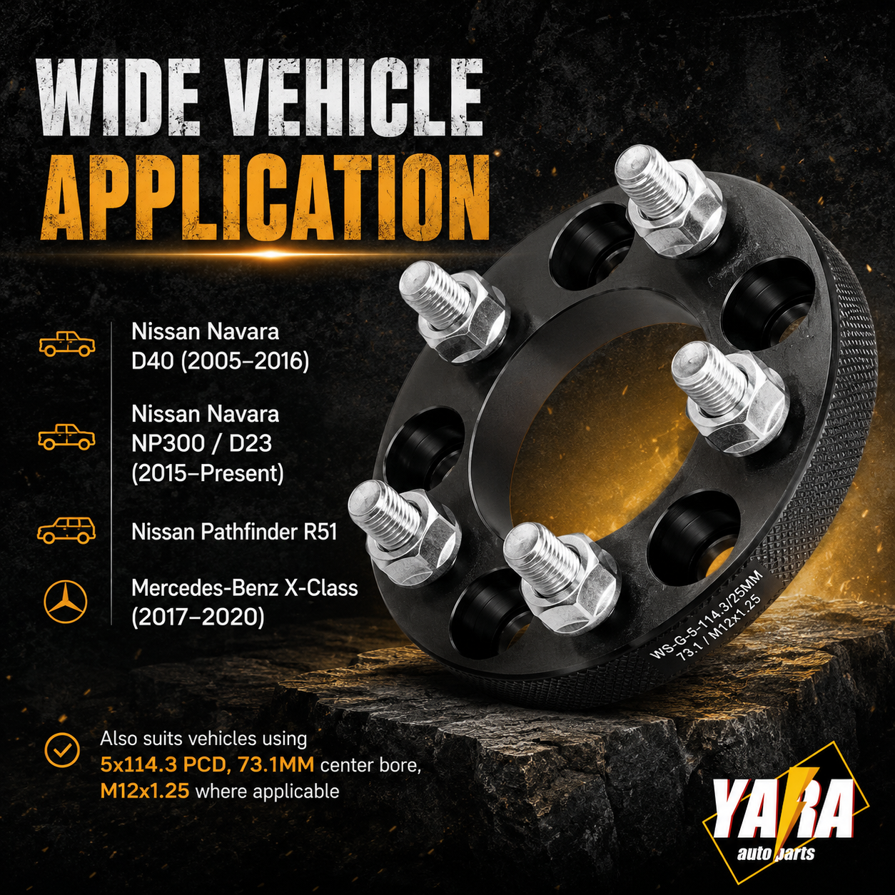 35mm Non-Hubcentric Wheel Spacers 5x114.3 70.5CB 1/2x20 2PCS