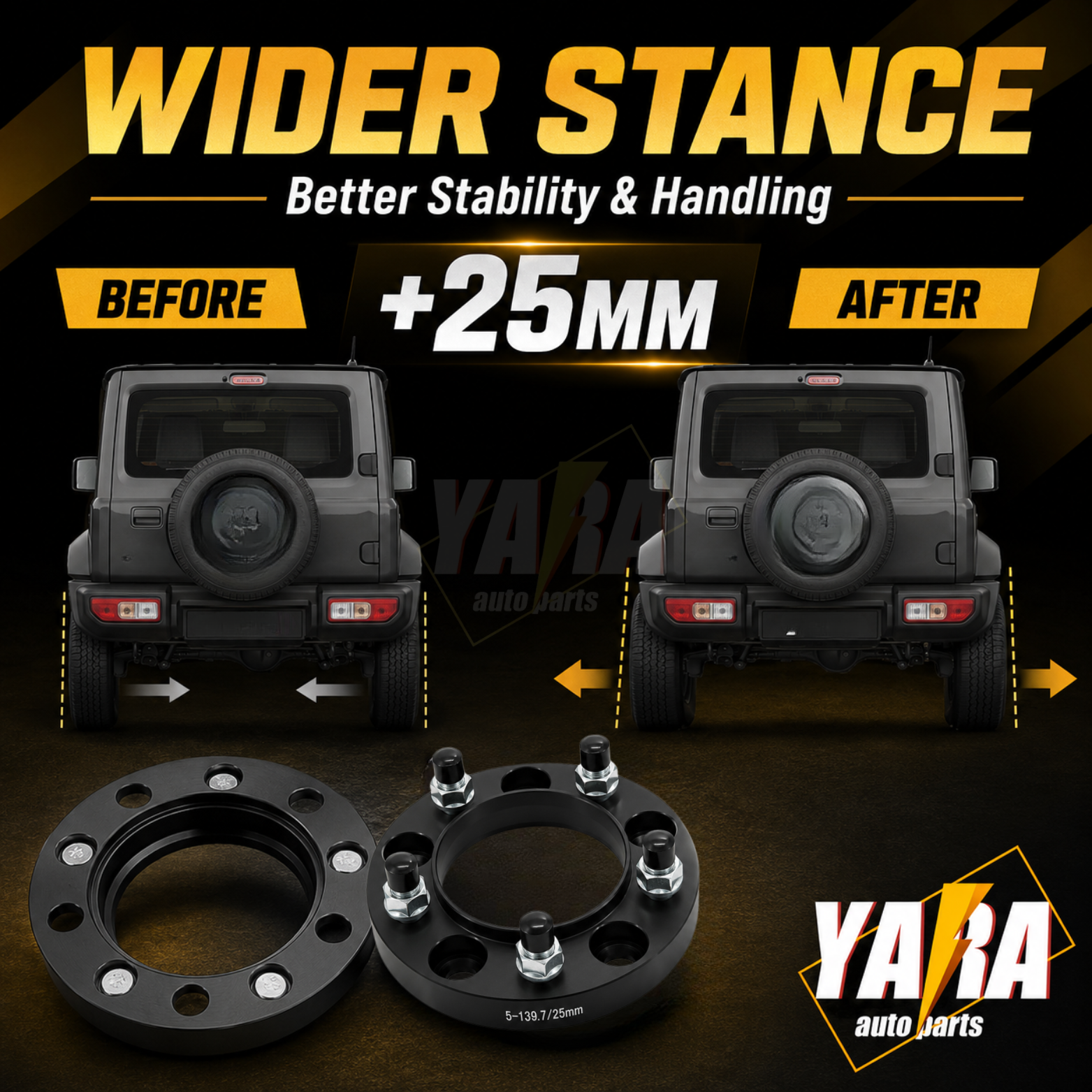 25mm Hubcentric Wheel Spacers 5x139.7 108CB M12x1.25 2PCS For Jimny