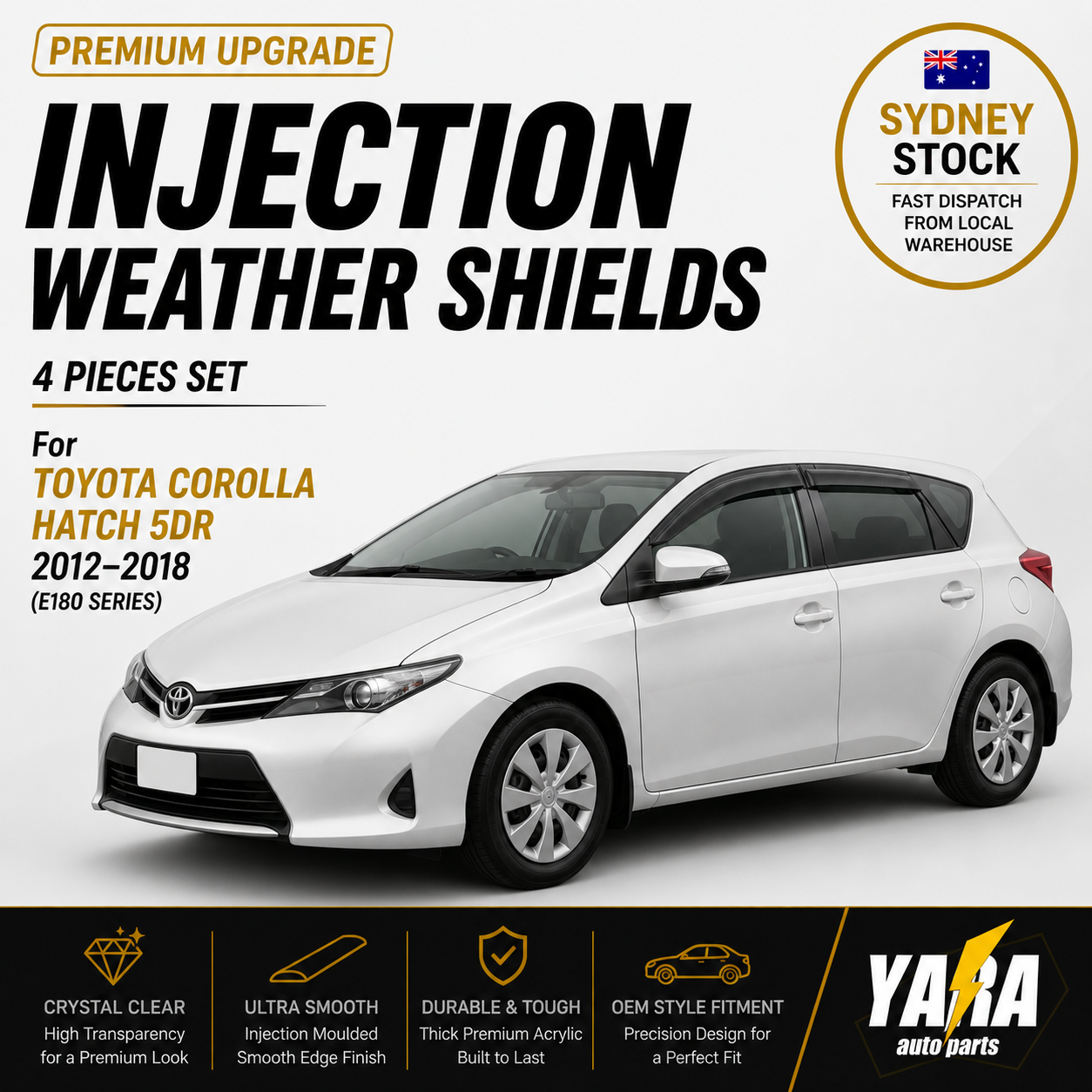 Suitable for Corolla Hatch 5dr 2012-2018 Premium  Weather shields Weathershields