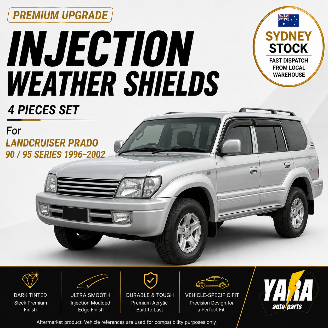 Weather Shields for Toyota Land Cruiser Prado 90 95 Series 1996–2002 4pcs