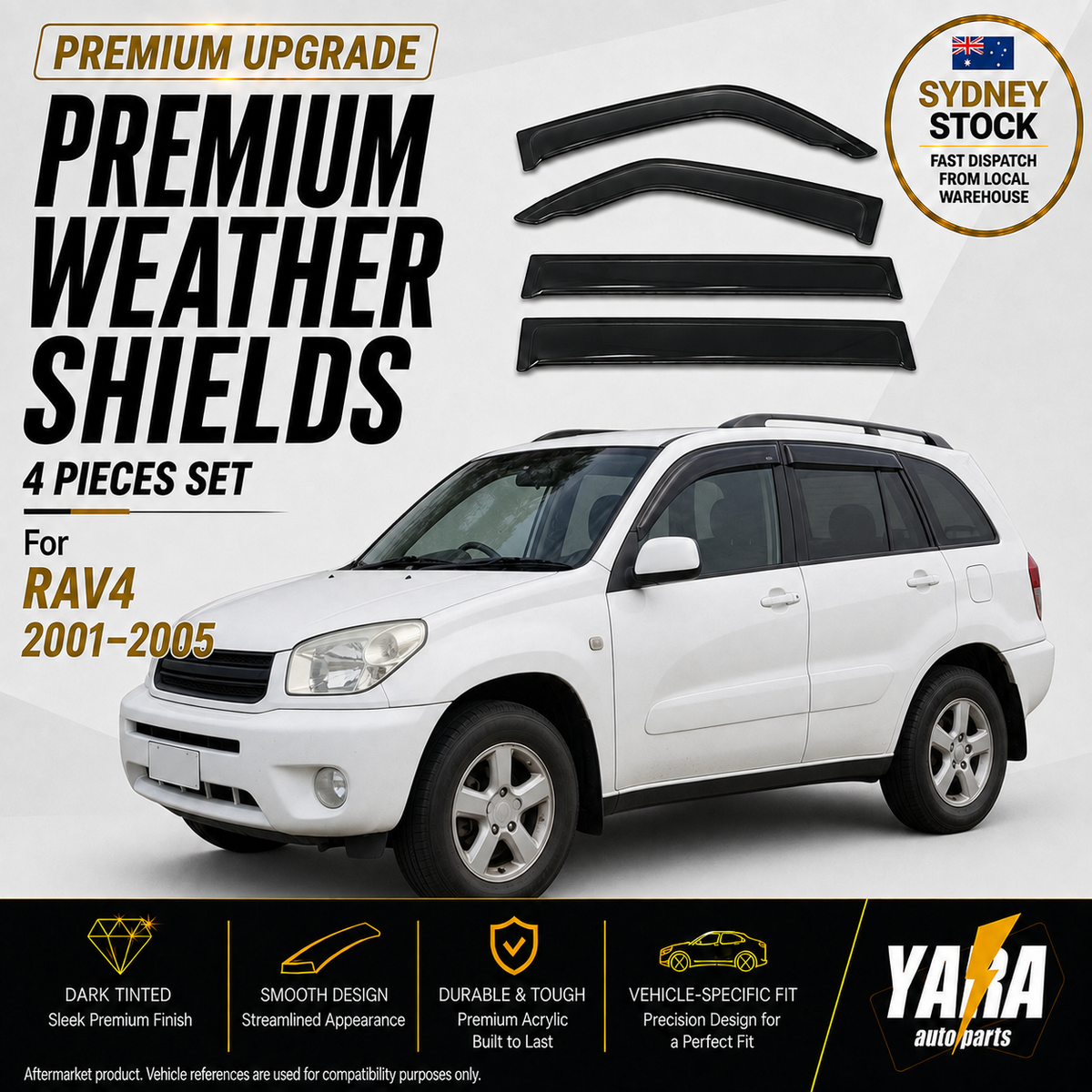 Premium Weather shields Weathershields Suitable for Rav4 2001-2005 tinted 4pcs