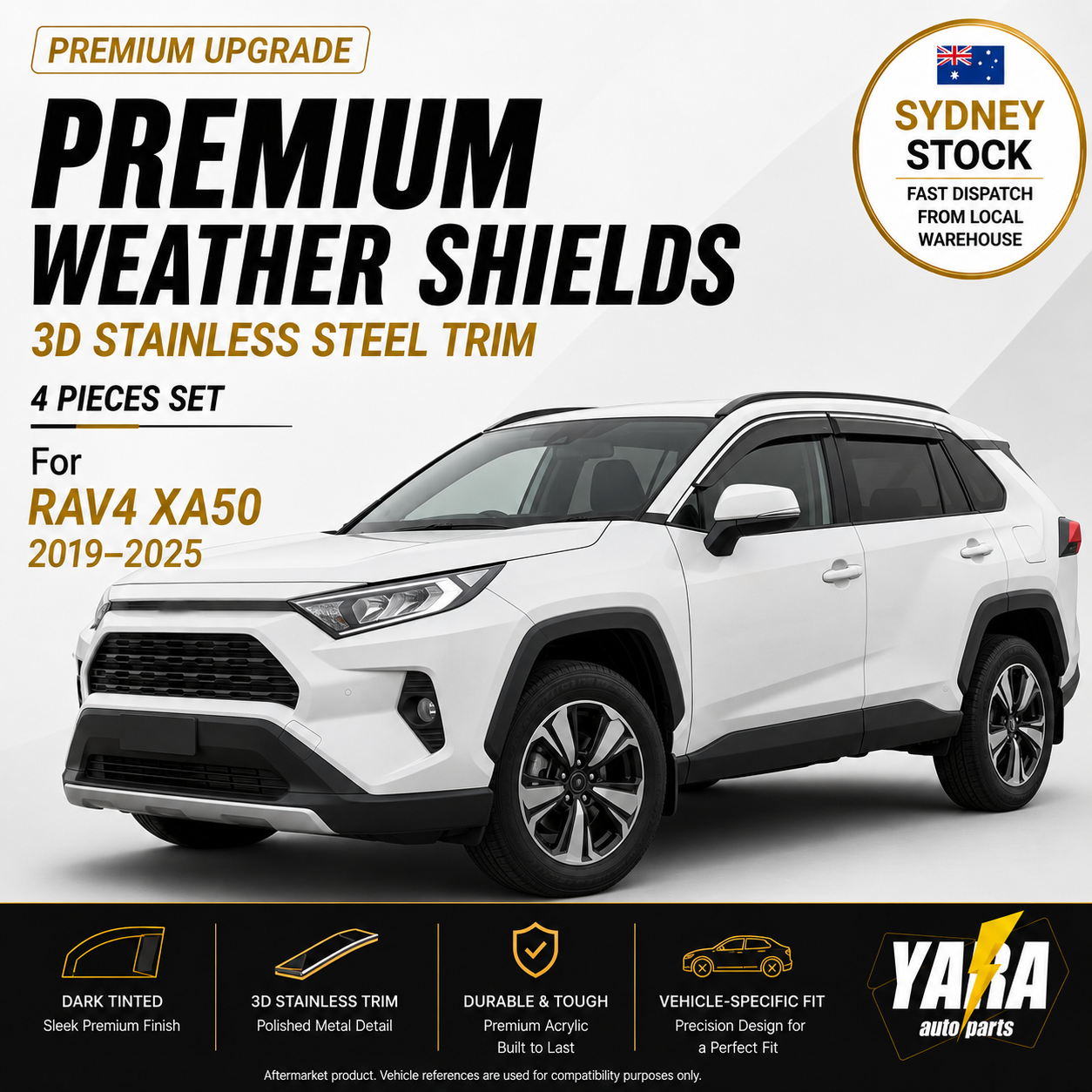 PREMIUM Weather Shields with Stainless Steel suitable for Rav4 2019-2022 tinted