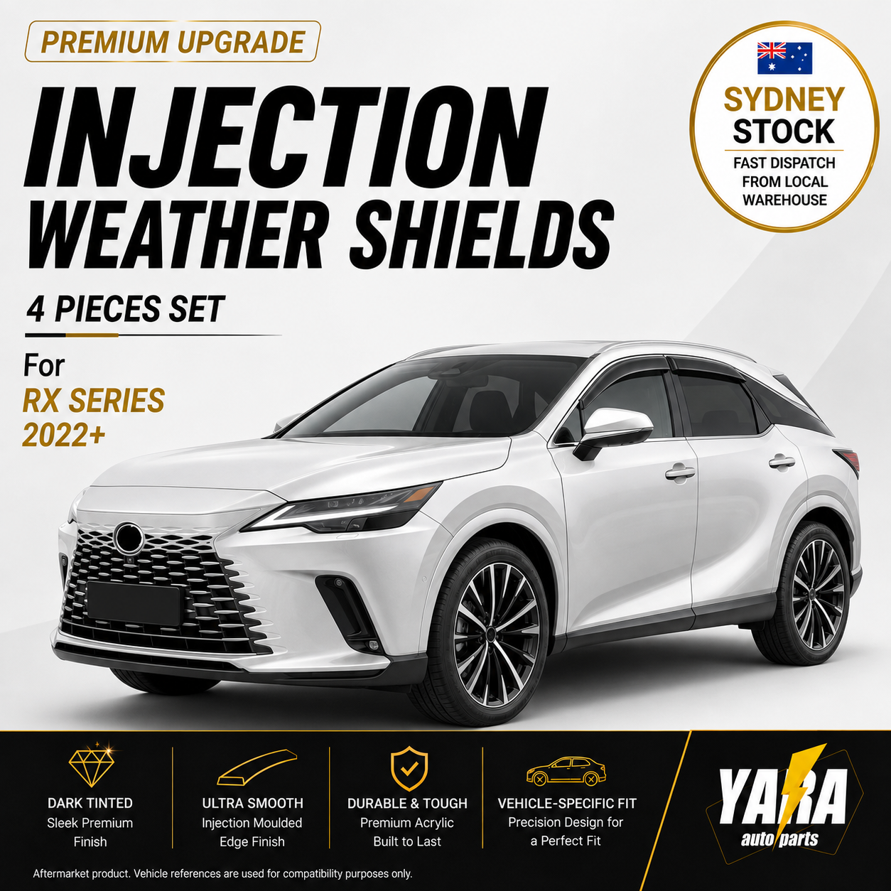 Inection Stainless Weather Shields for Lexus RX Series 2022-Onwards 4pcs