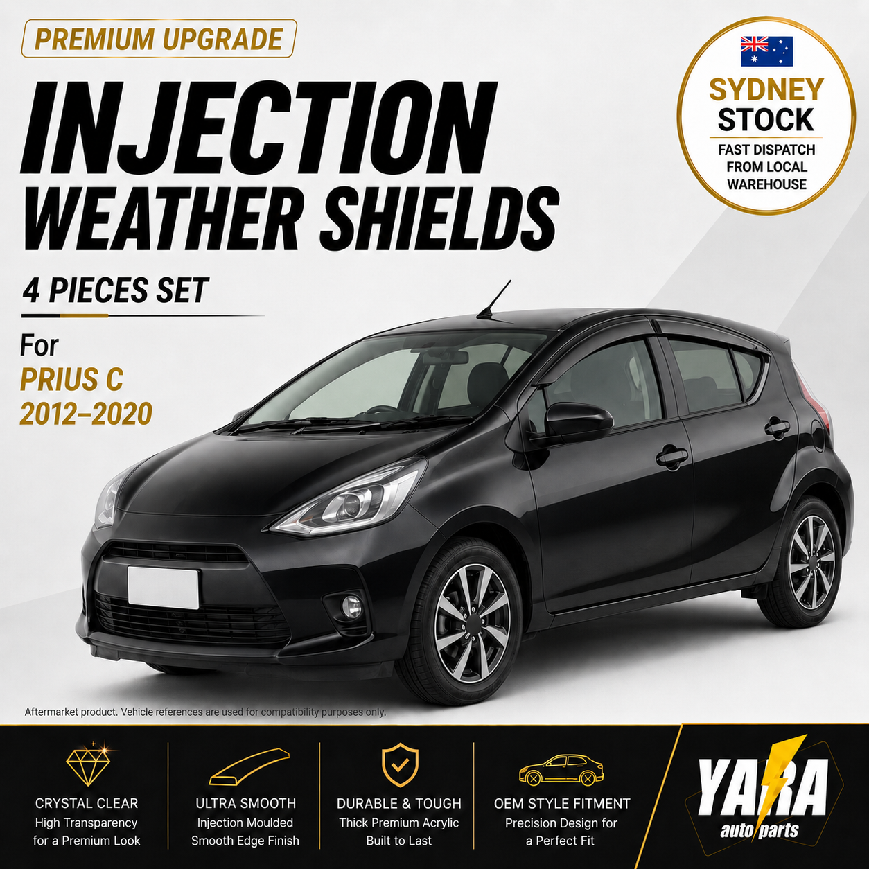 Quality Weather Shields Weathershields Window Visors for Toyota Prius C  2011-2020