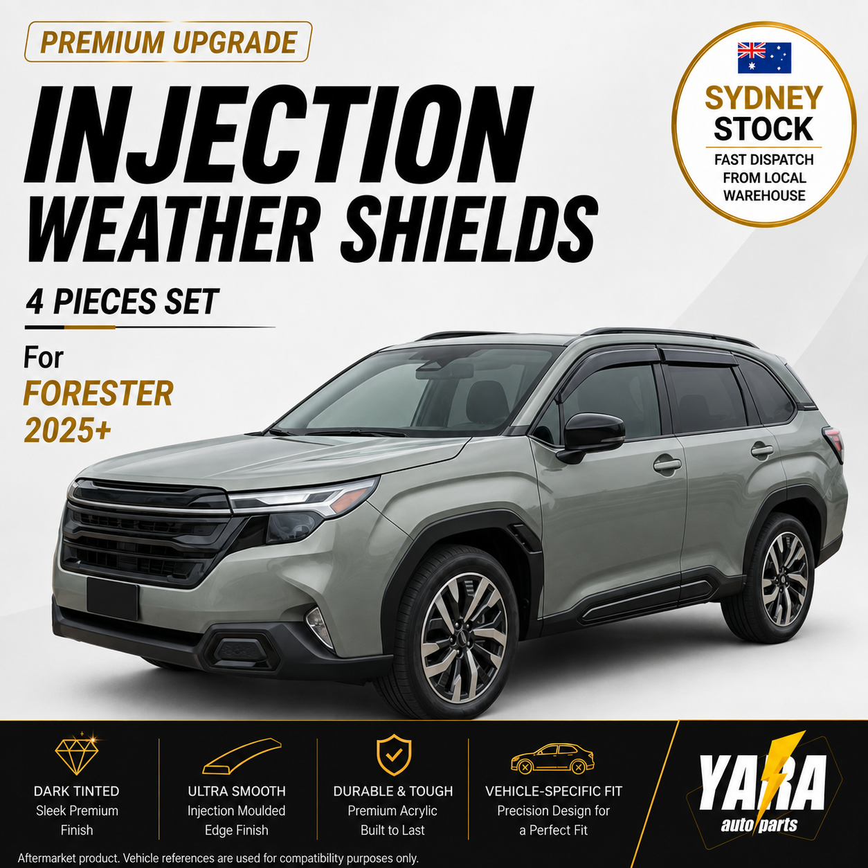 Premium Weather shields Weathershields for Subaru Forester 2025+ 4pcs Sun Visors