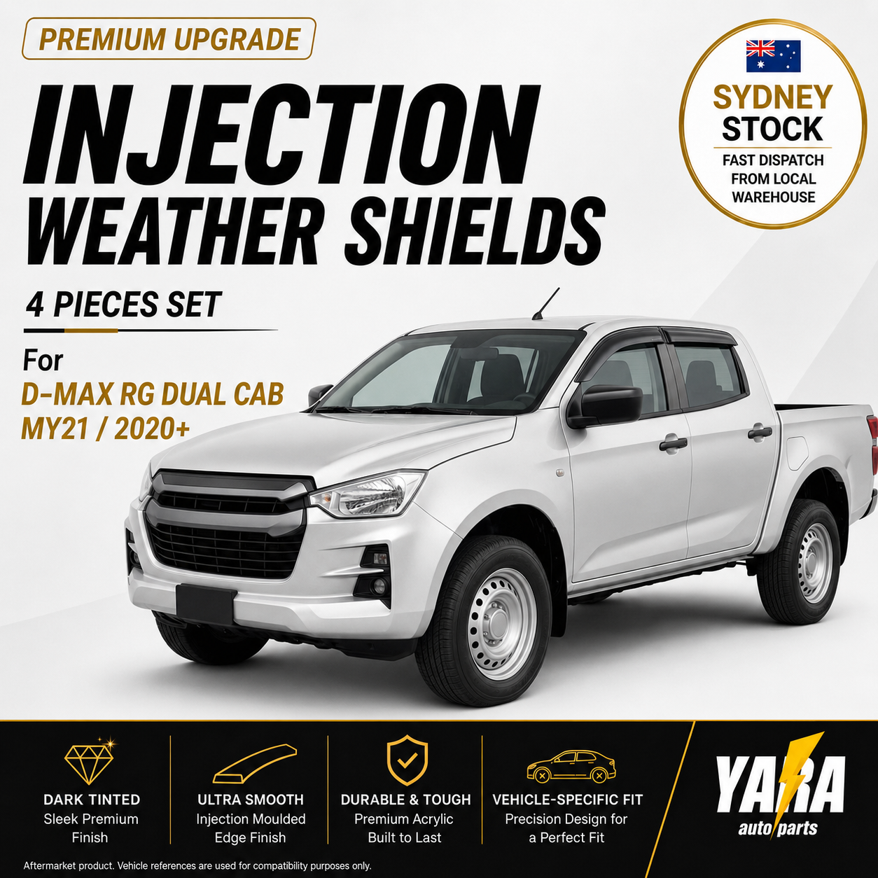 Injection Weather Shields For Isuzu D-MAX RG Dual Cab 2020+ MY21 4PCS