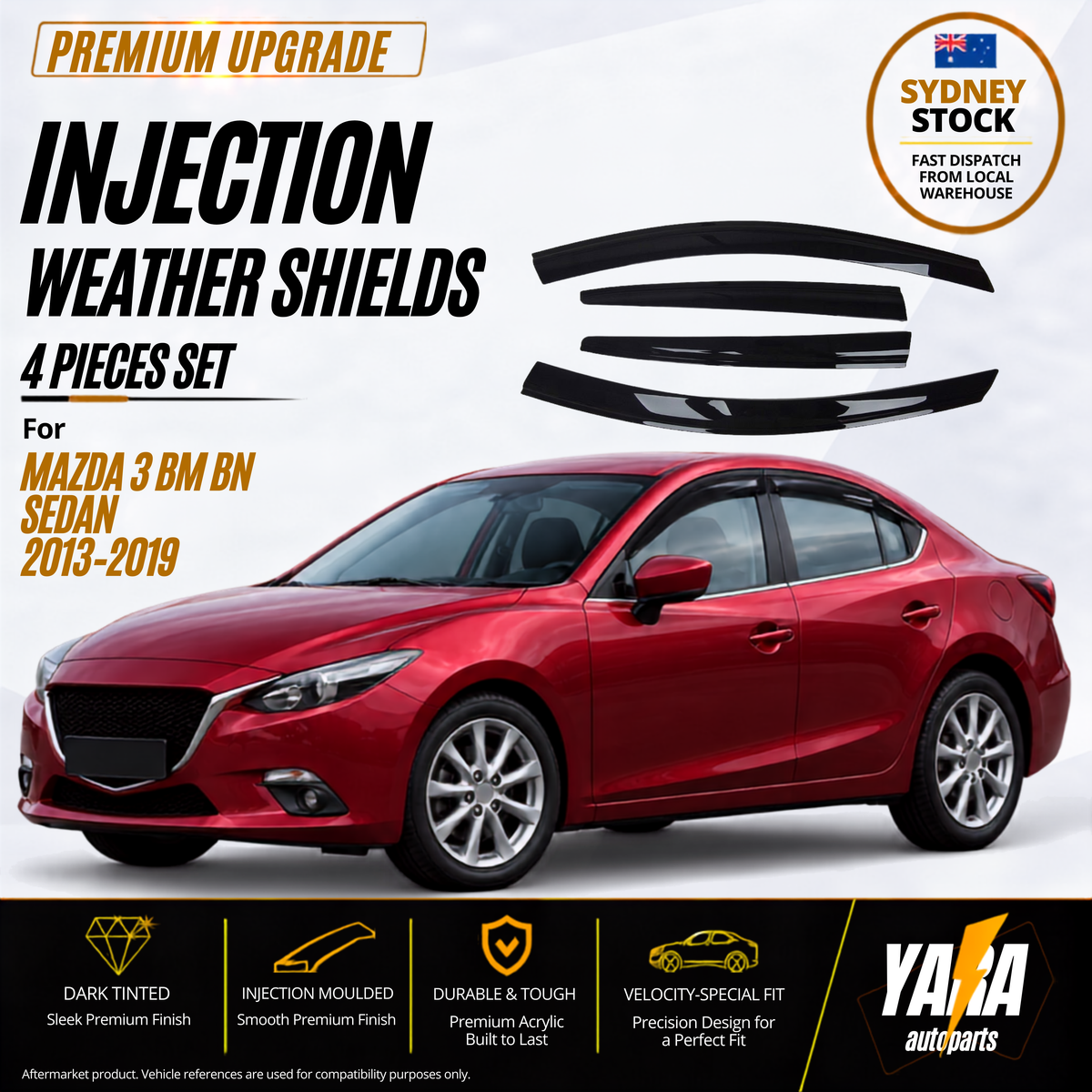 Premium Injection Weather Shields For Mazda 3 BM BN Sedan 2013–2019 4PCS
