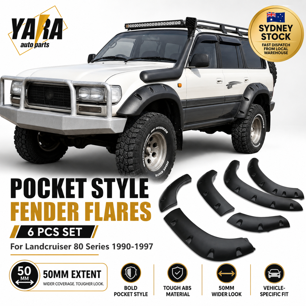 Pocket Fender Flares for Toyota Land Cruiser 80 Series | Textured Black Wheel Arch Trim (6PCS)