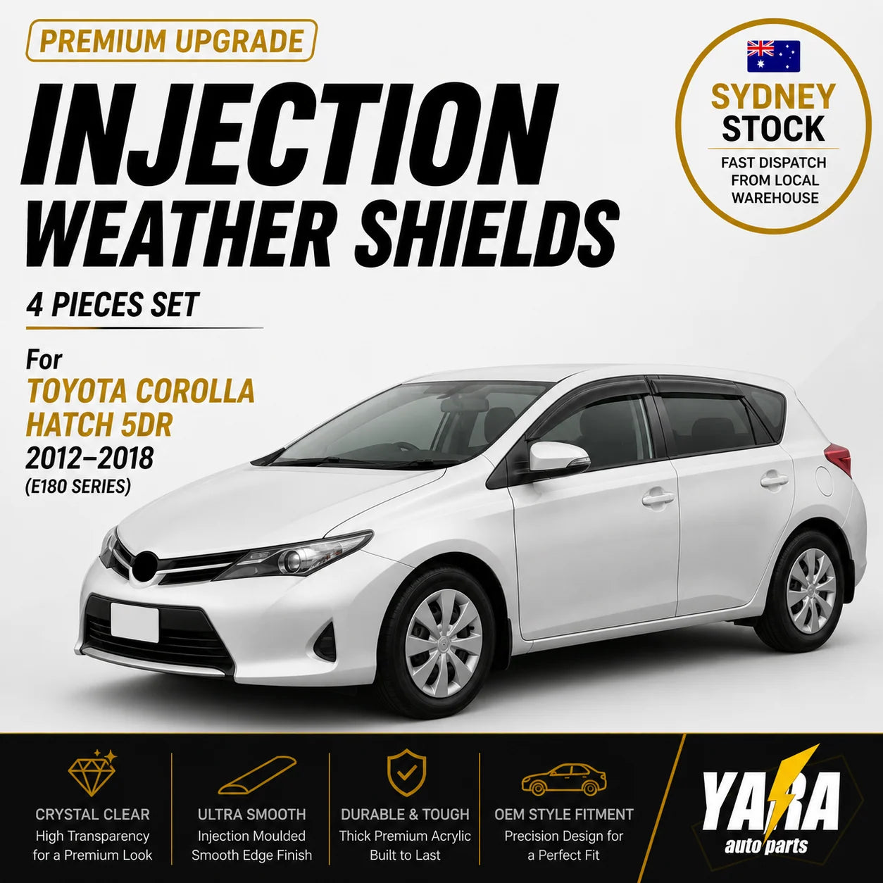 Suitable for Corolla Hatch 5dr 2012-2018 Premium  Weather shields Weathershields