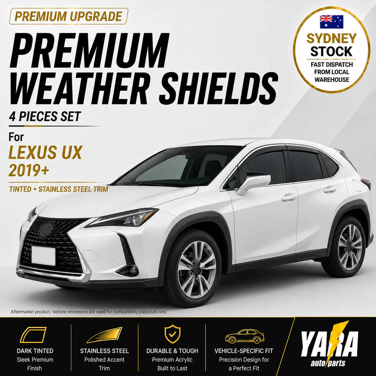 Weather Shields with Stainless Steel Suitable for Lexus UX 2019-On tinted 4pcs