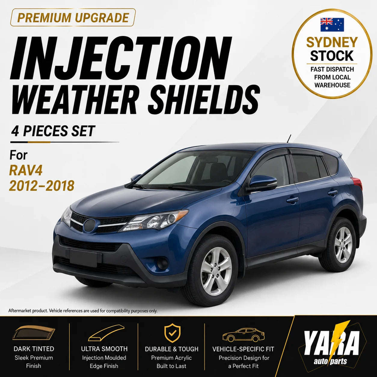 Injection Weather Shields Weathershields Window Visors suitable for Rav4 2013-18
