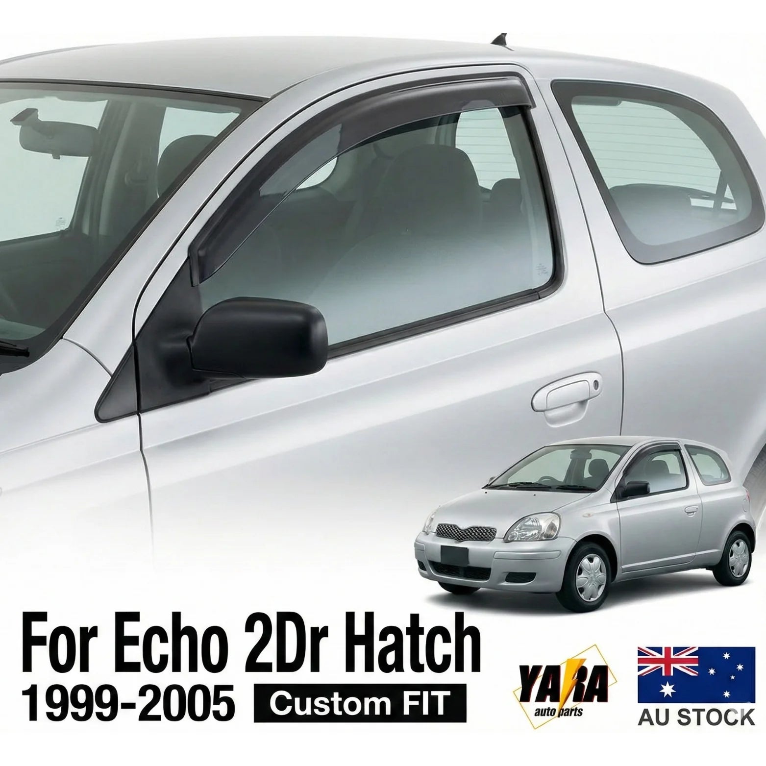 Quality Weathershields Weather shield suitable for Echo 2Dr Hatch 1999-2005 2pcs