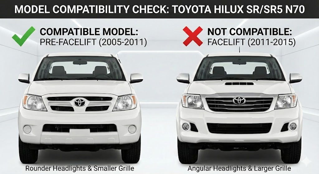 Gloss White Fender Flares for Toyota Hilux SR SR5 Dual Cab 2005–2011 (pre-facelift) | 6” Factory Style (6PCS)