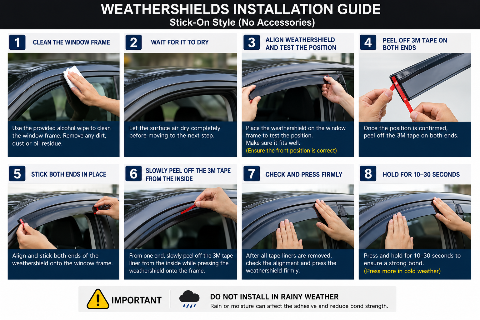 Injection Weather Shields Window Visors for Navara D40 2006–2015 Tinted 4PCS