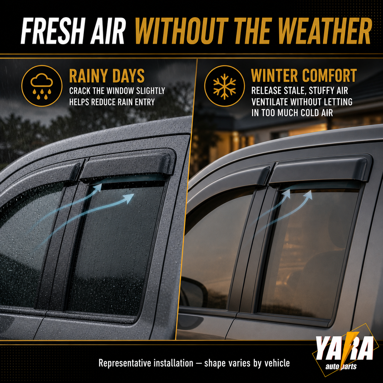 Injection Weather Shields Window Visors for Navara D40 2006–2015 Tinted 4PCS